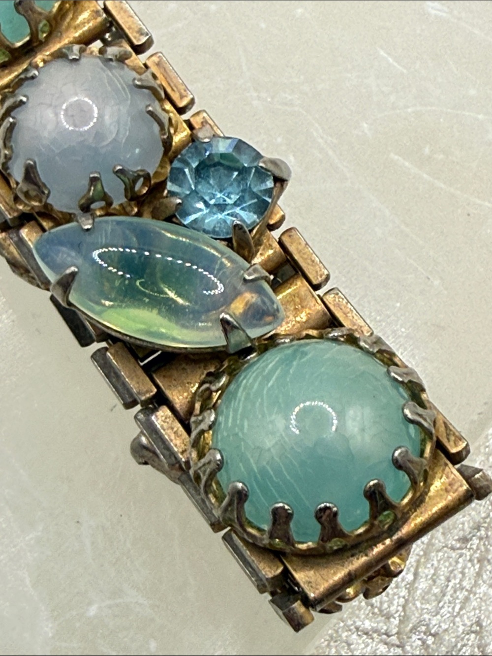 Sensational vintage MCM mermaid opalite cabachon bracelet rare piece 6.5 ⭐️ - Picture 5 of 17